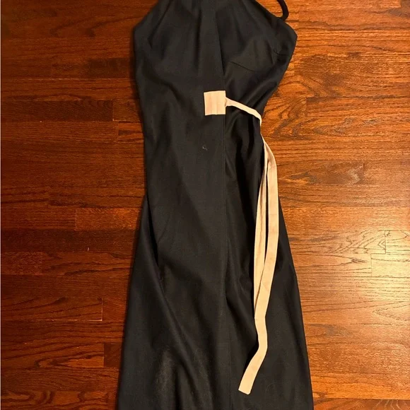 Luxmii linen Navy Halter Wrap Maxi Dress - Picture 2 of 3